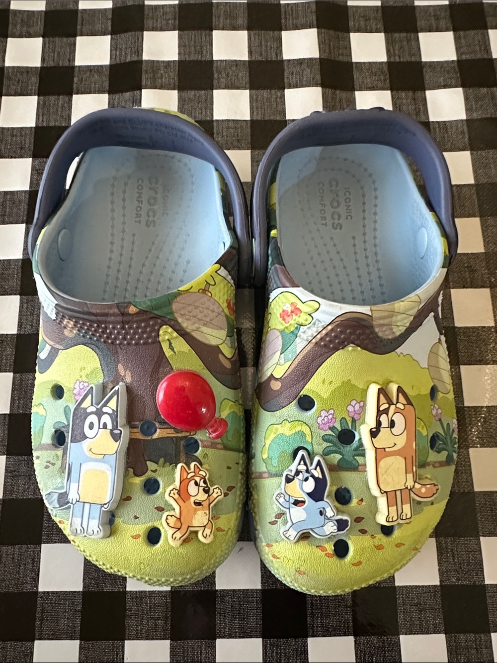 CROCS Kids' Bluey Theme Green and Brown Classic Clog with Charms